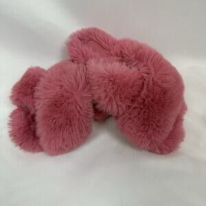 Cat & Jack Girls Pink Brooklyn Crossband Faux Fur Slippers - Size S 13/1